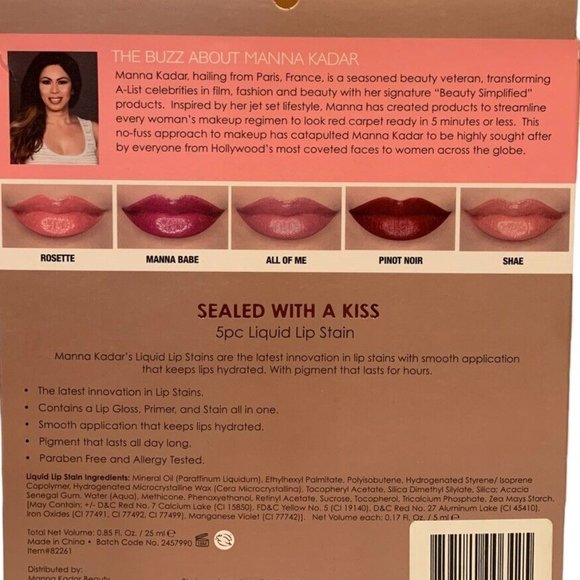 MANNA KADAR Sealed With A Kiss 5pc Liquid Lip Stain🆕⌚📦🏃💨🚚 - Picture 7 of 14